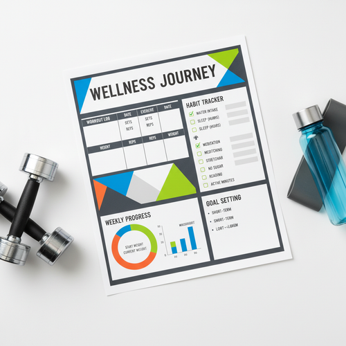 Printable fitness tracker sheets with workout logs and habit tracking
